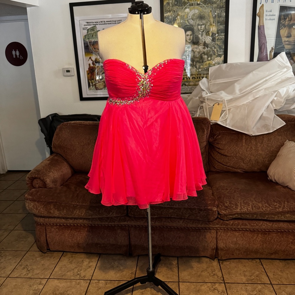 Strapless Pink Dress with Sparkling Bodice